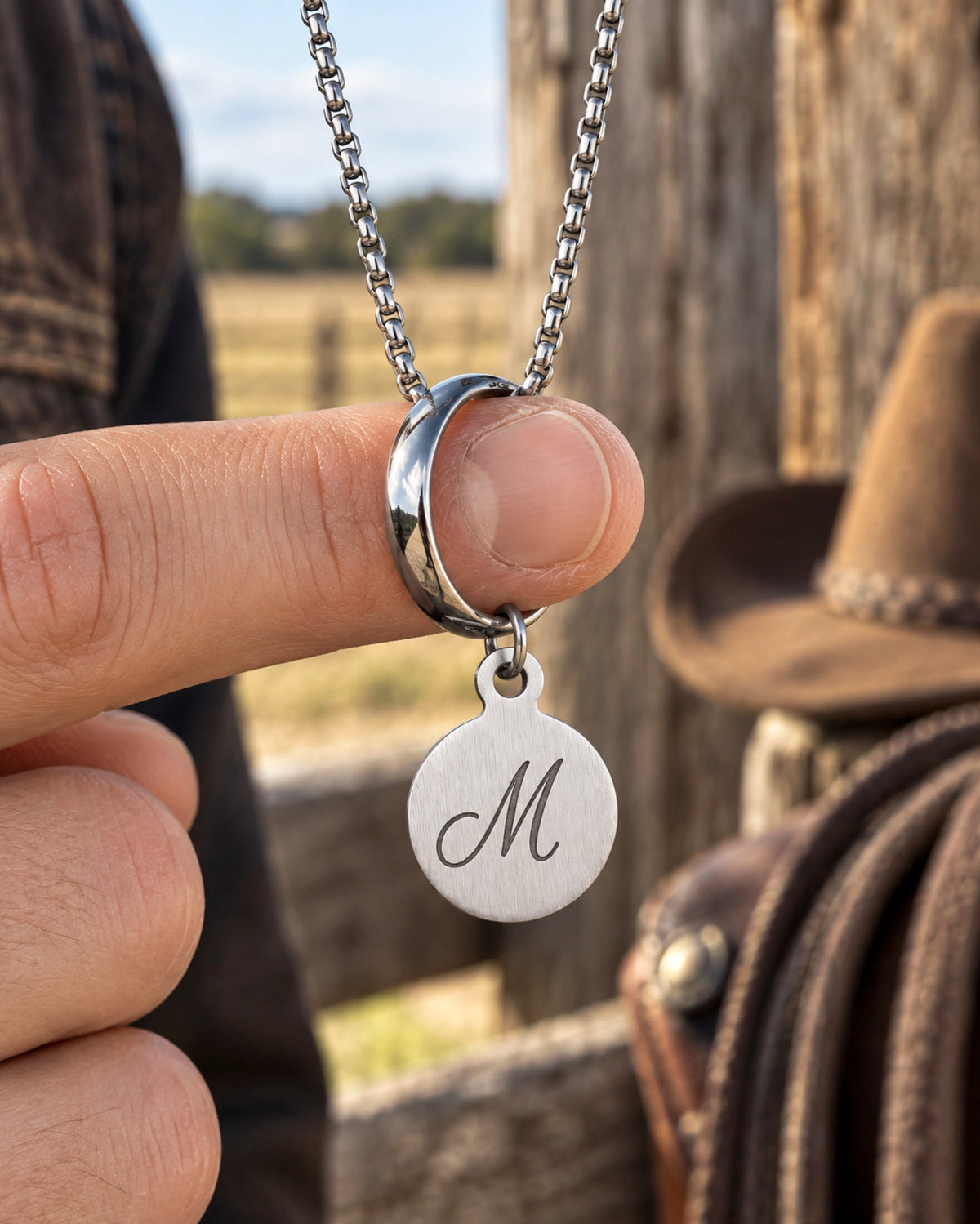 Collar Anillo e Inicial – Grabado Láser