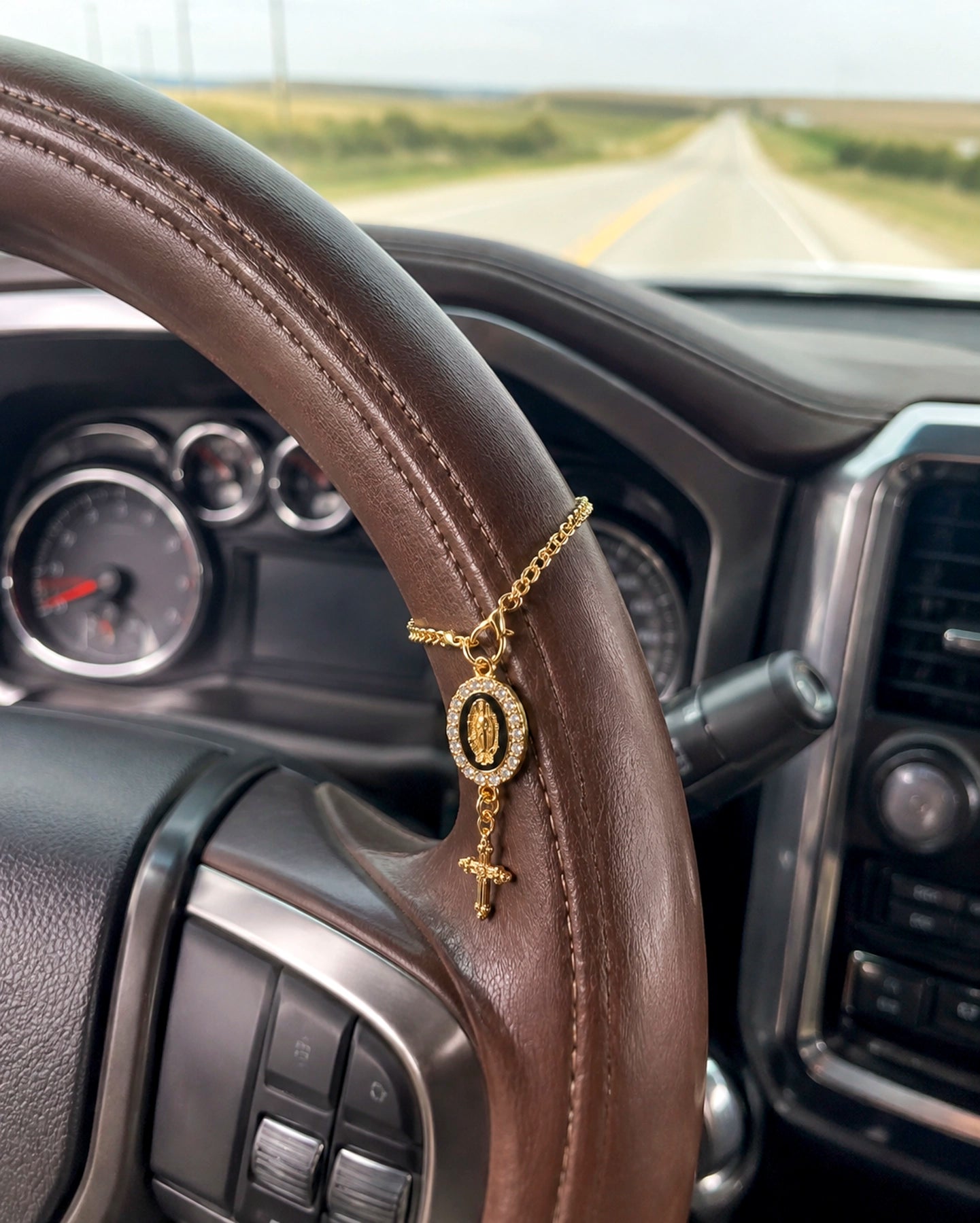 Colgante para Auto Virgen y Cruz