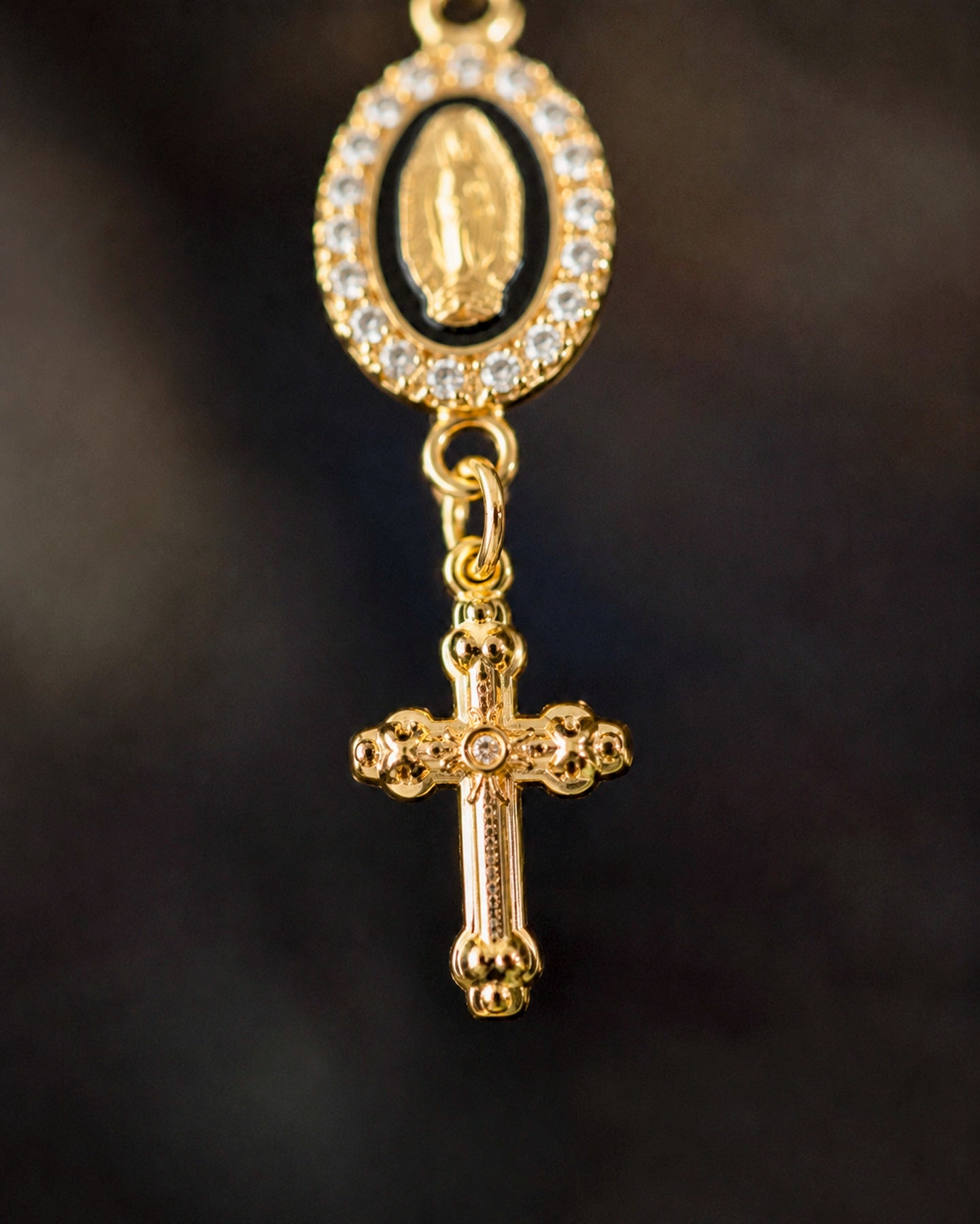 Colgante para Auto Virgen y Cruz