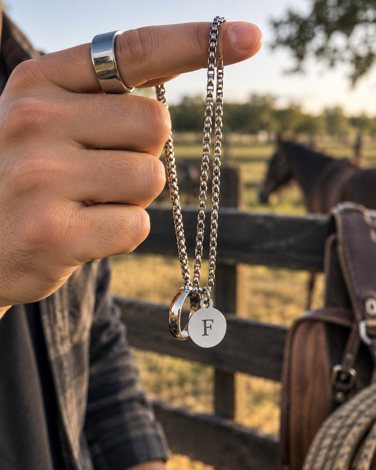 Collar Anillo e Inicial – Grabado Láser