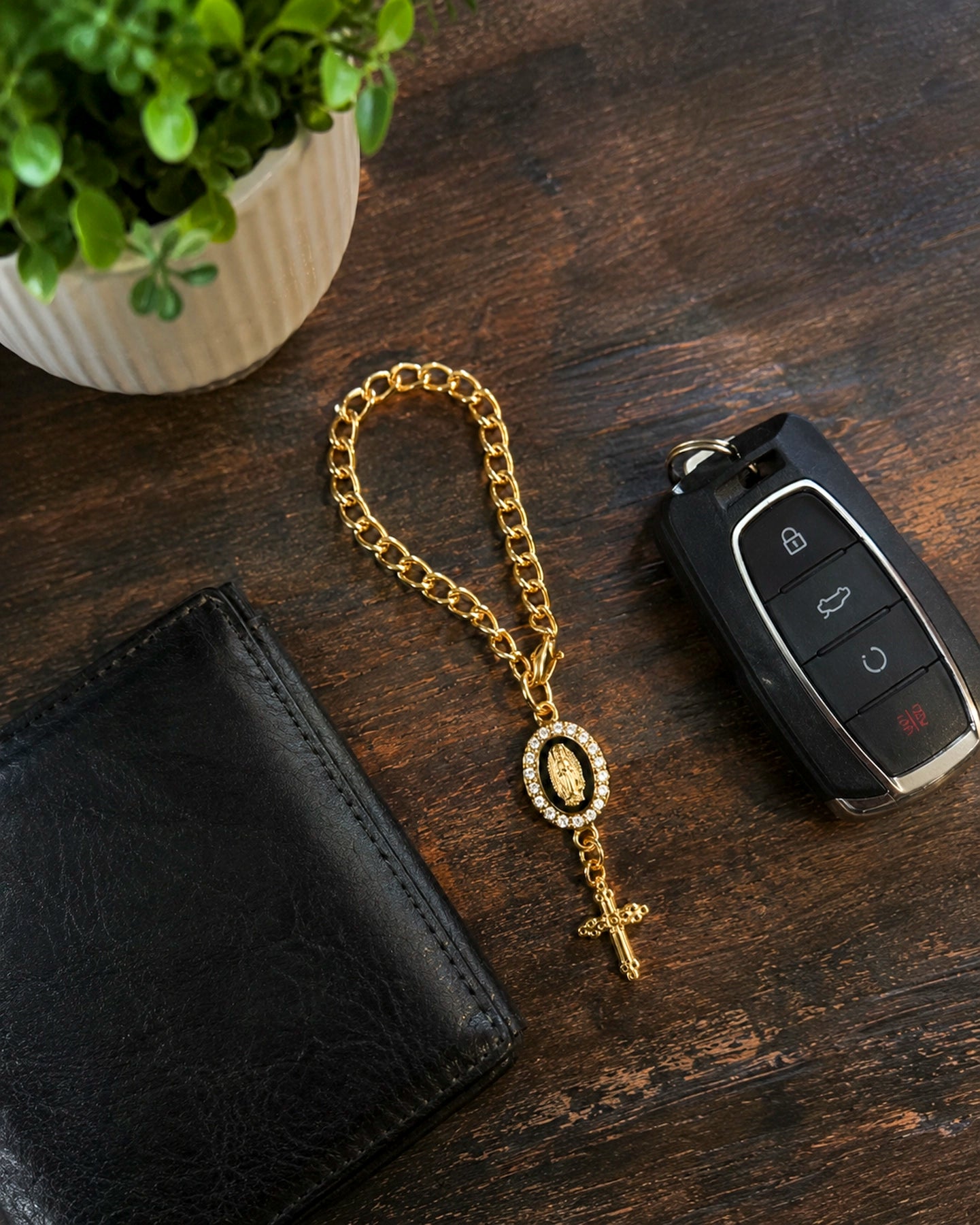 Colgante para Auto Virgen y Cruz