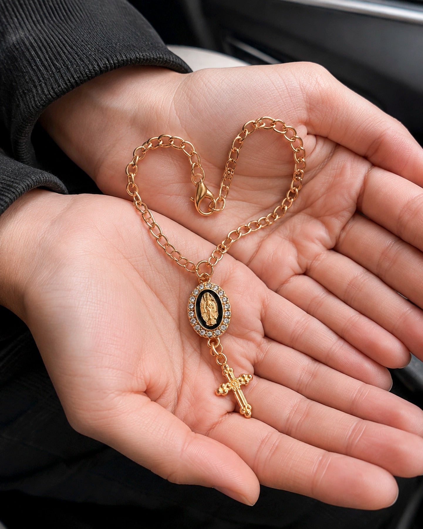Colgante para Auto Virgen y Cruz