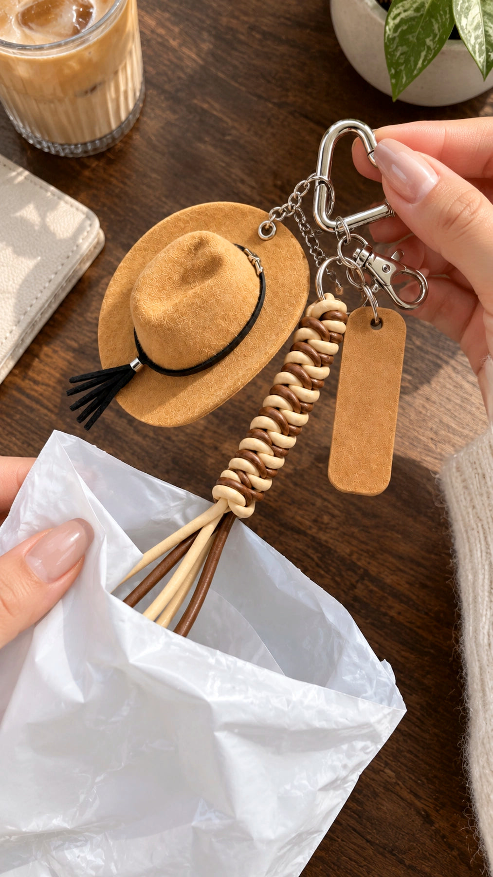 Llavero Sombrero Vaquero – Trenza y Plaqueta